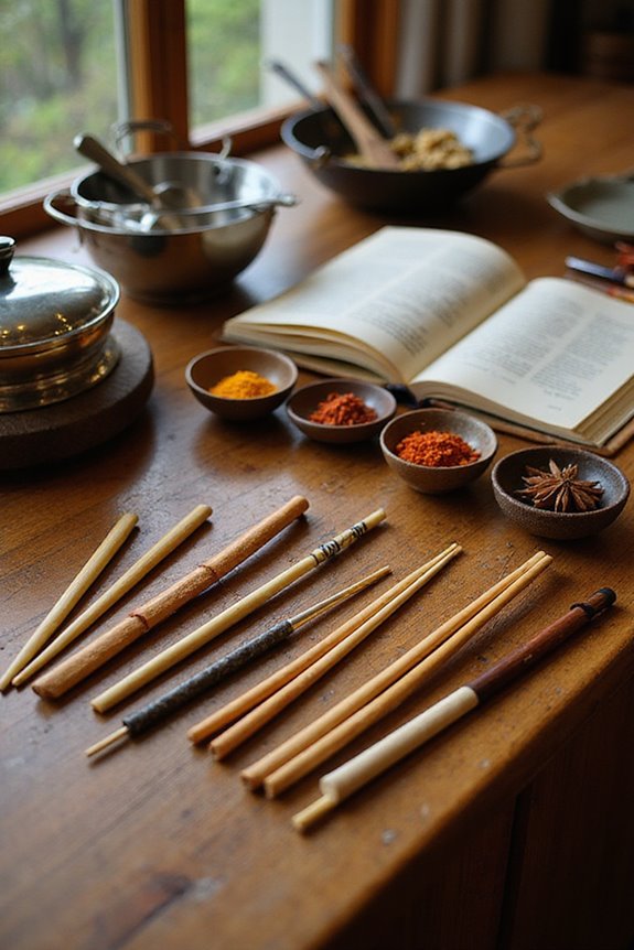 selecting chopsticks for guests